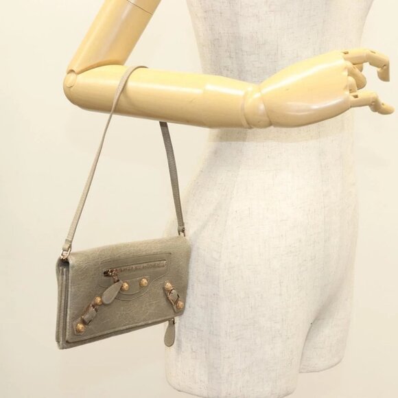 BALENCIAGA Wallet Giant Shoulder Bag Leather Beige - Picture 1 of 15